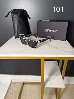 Off-White Black and White Marble Frame Sunglasses